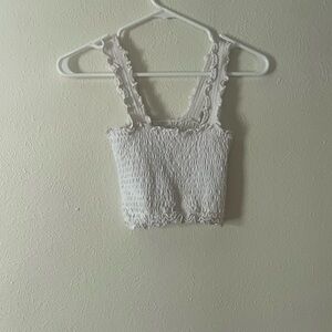 Hollister White Smocked Crop Top